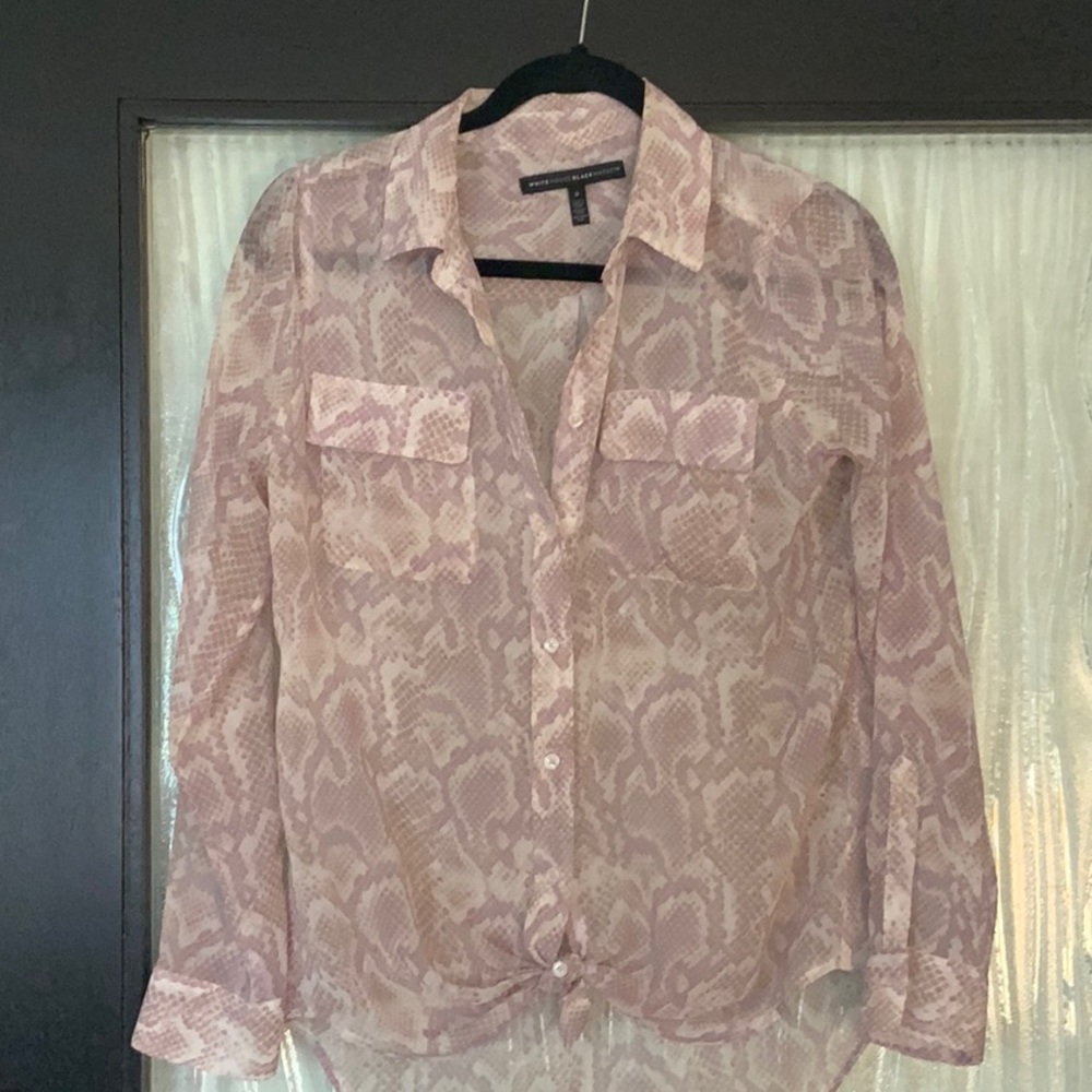WHBM pink snakeskin blouse